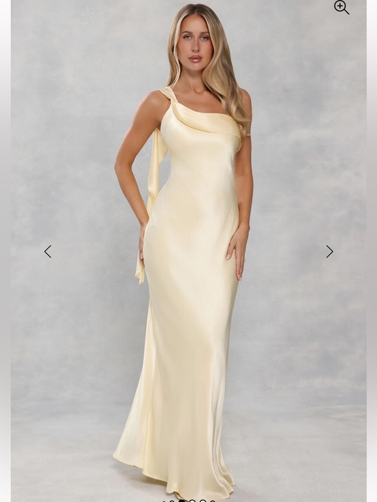 Hello Molly Dresses & Skirts - Hello Molly Elegant One-Shoulder Butter Yellow Satin Evening Dress